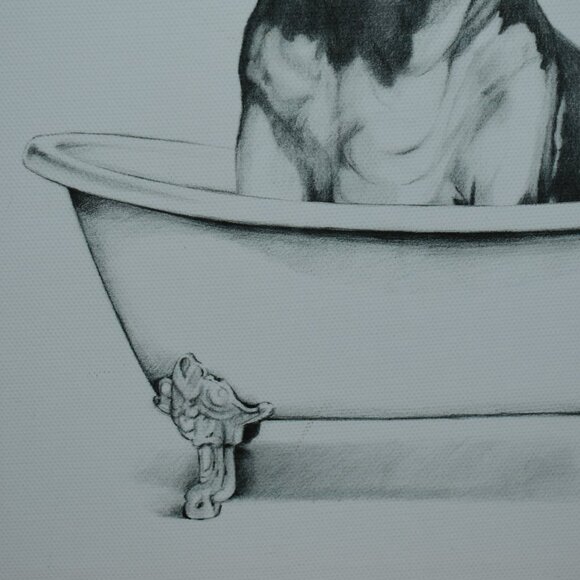 Rustic Country Cottage Farmhouse Cow In Bath Tub Canvas Art Wall Decor - Picture 3 of 8